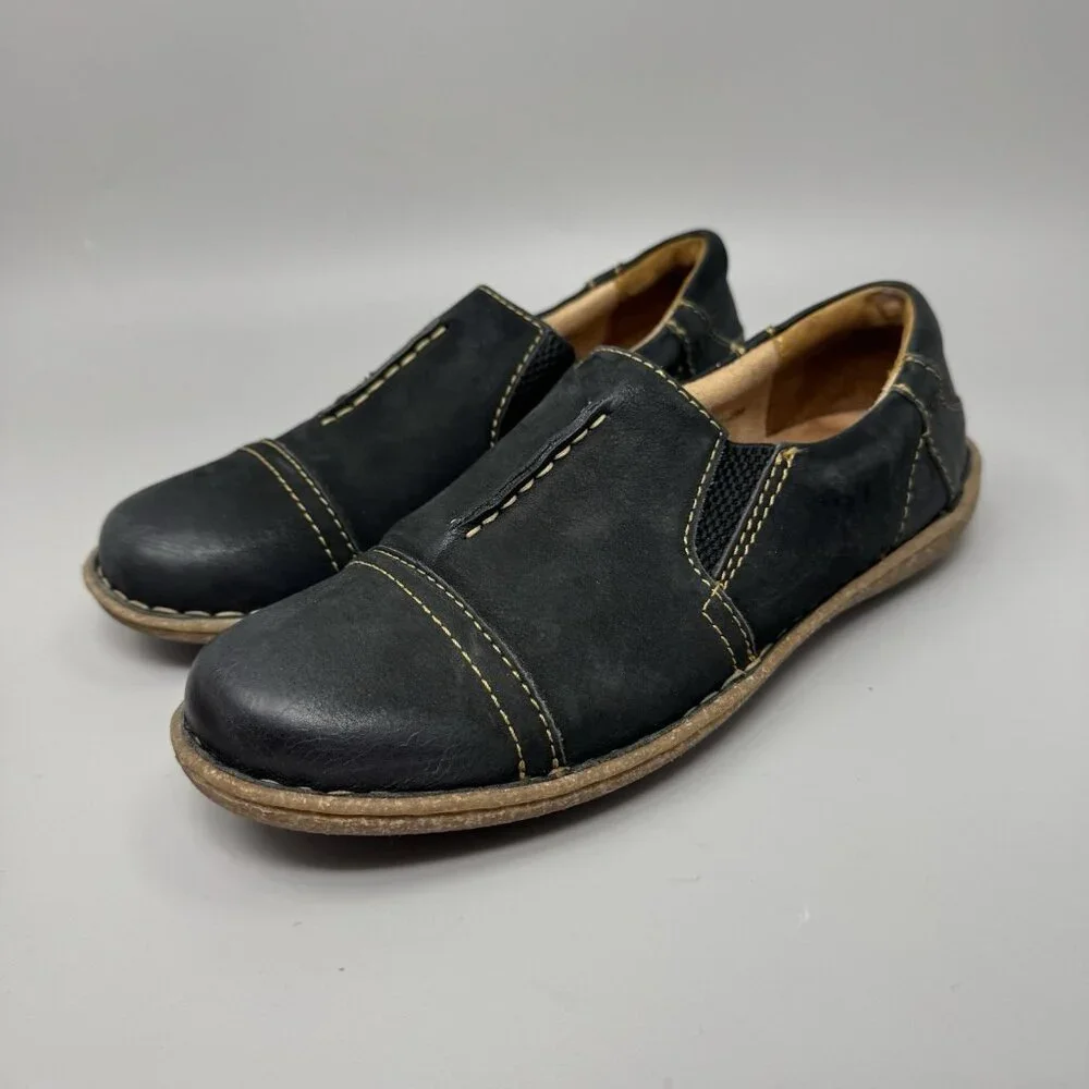 Born Womens Size 8.5 Nampa Nubuck Black Leather Loafer